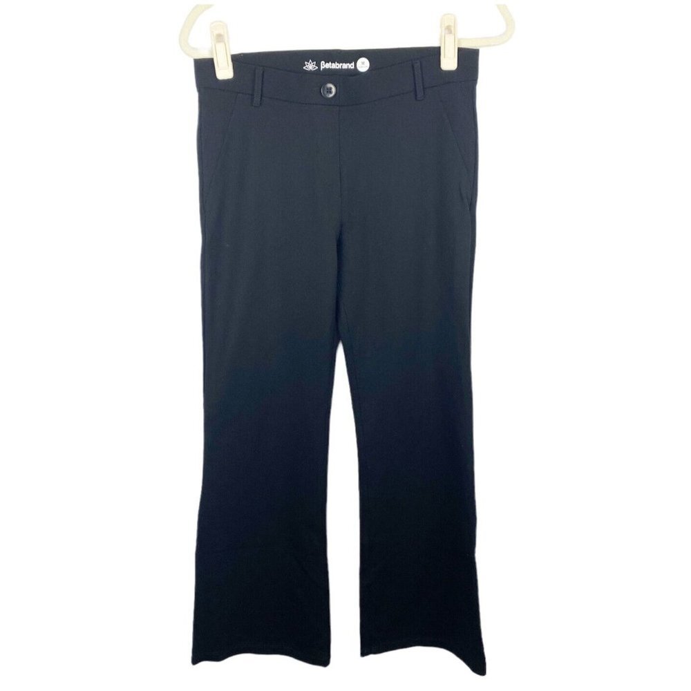Betabrand Dress Pant Yoga Pants Boot Cut Classic Black Medium Petite W0104-BK - Picture 2 of 7